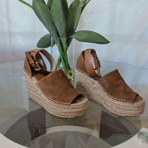 Marc Fisher Tan Suede Wedge Sandals